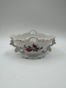 Floral Porcelain Bowl with Handles