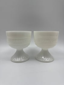 Pair of Milk Glass Footed Bowls