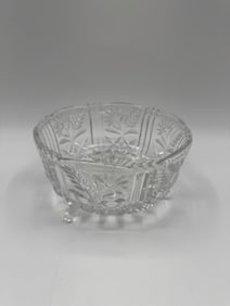Pressed Glass Bowl with Three Feet