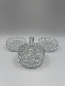 Cut Crystal Dish Set with Lid, 3 Pieces
