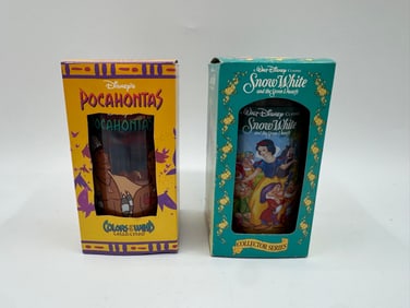 Disney Pocahontas & Snow White Collector's Glasses in Boxes