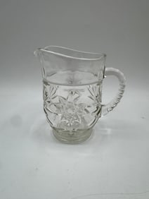 Vintage Clear Glass Pitcher with Starburst Design