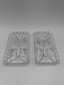 Pair of Clear Glass Dresser Trays