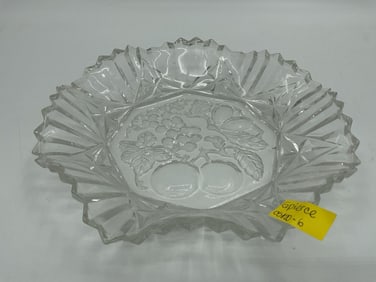 Pressed Glass Fruit Motif Serving Dish