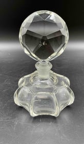 Vintage Faceted Crystal Perfume Bottle with Pumpkin Form Base