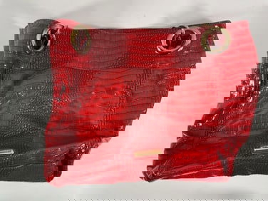 Steve Madden Red Crocodile-Embossed Tote Bag