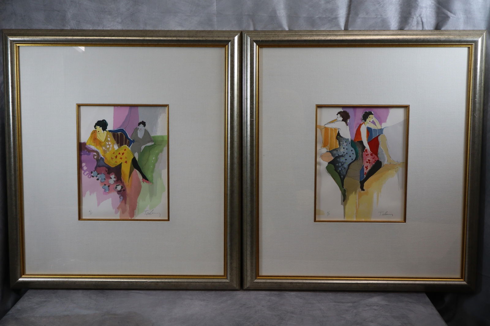Set of Itzchak Tarkay Serigraphs: A set of 2 serigraphs by Itzchak Tarkay pencil signed on paper and stamped with AP for artist proofs on the bottom left. DImensions: H:31in L:28in each