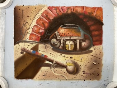 Pueblo Still Life by Unknown Artist Oil on Canvas