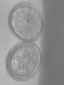 Two Cut Glass Serving Plates