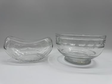 Two Clear Glass Bowls
