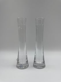 Pair of Clear Glass Trumpet Vases