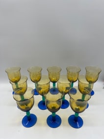 12 Vintage Tri-Colored Glass Cups  -  St. Louis OR St. Louis Style