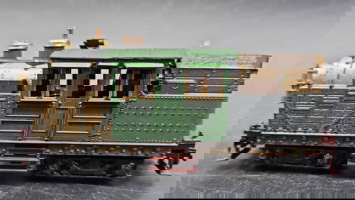 Painted HO Scale Steam Locomotive with Wood Panel Detailing