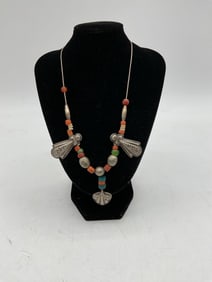 569 - Tribal Style Beaded Necklace with Wing and Heart Charms