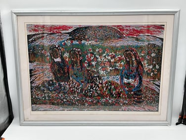 "7 Color Mountain" by He Kun (China, b.1962) Woodblock