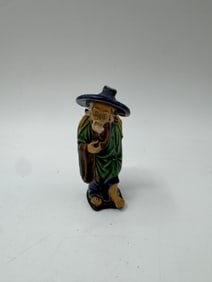Glazed Ceramic Chinese Mudman -  Man with Pipe