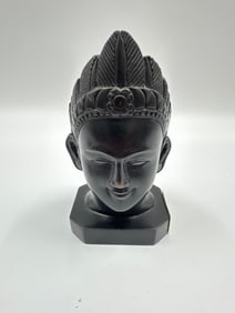 Carved Southeast Asian Deity Head - Cambodia