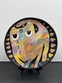 W. Ledesma '98 Painted Pottery Plate, 20 inch