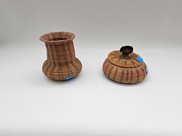 Vintage Seminole/Miccosukee Sweetgrass Basket and Vase