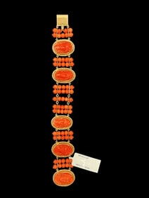 1960s 14K Yellow Gold Coral Bracelet
