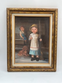 Dianne Deneel Oil on Canvas: Children Playing