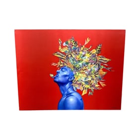 Alex Melo Blue Portrait with Leaf Crown