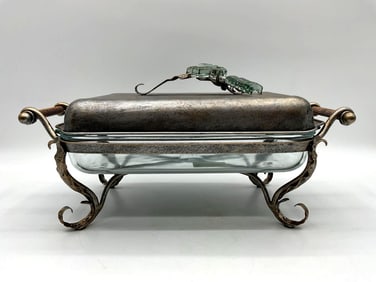 Lidded Metal Server with Sculpted Handle