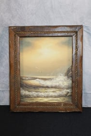 Antique Oil on Board, Beach Shoreline