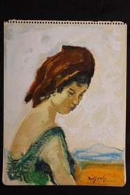 "Woman with Headwrap" by Loran Wilford (American, B.1893-1972) Water Color