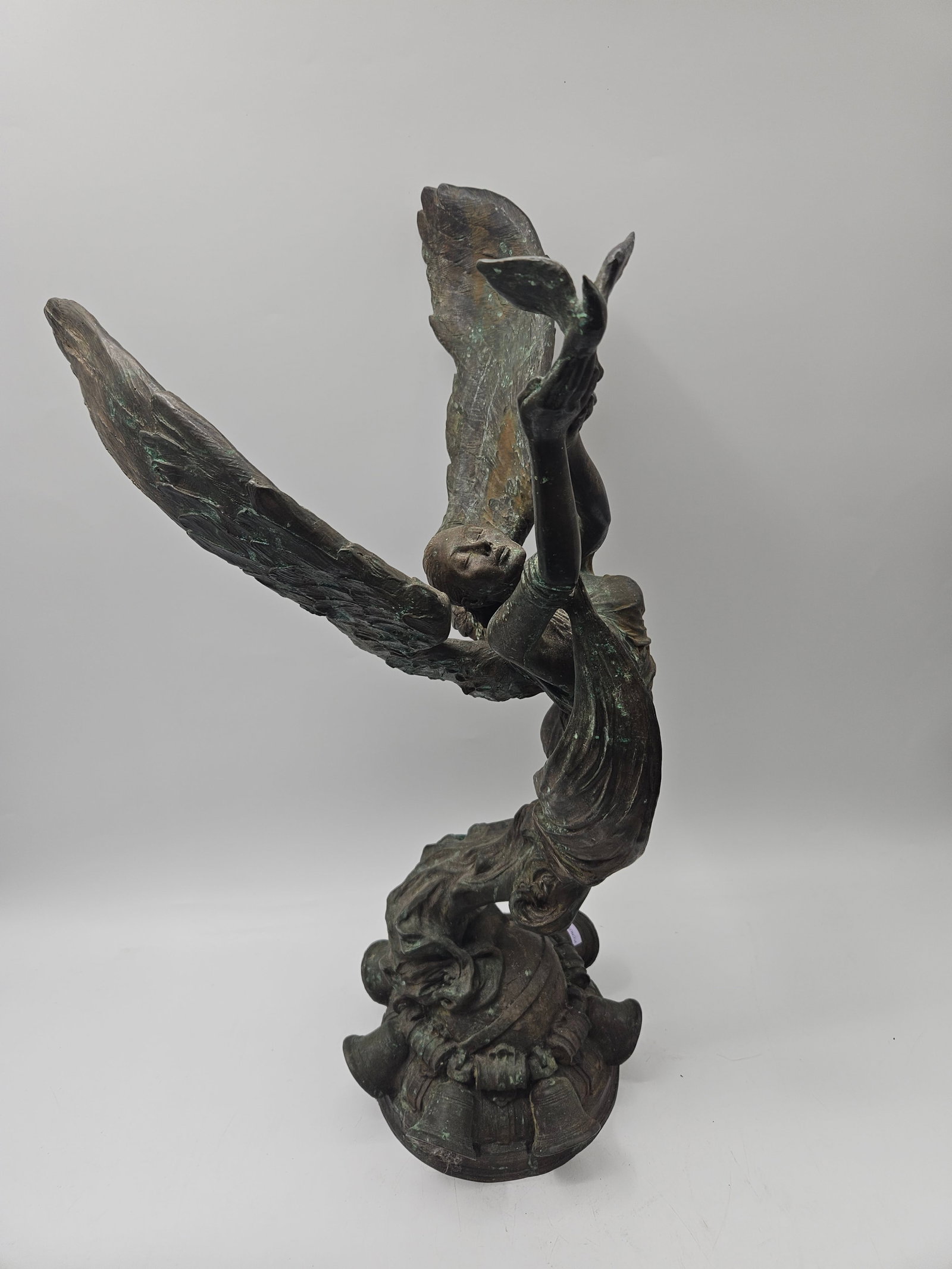 Bronze Sculpture of Winged Woman with Bird (1 of 6)