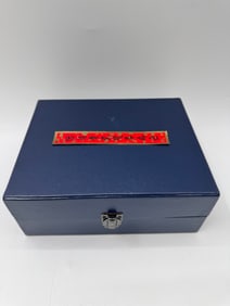 Green Glass Flask with Lotus Flower Motif in Box