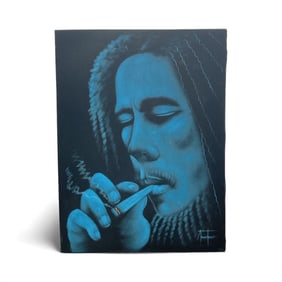 Bob Marley Blue Velvet Portrait – Signed Artwork