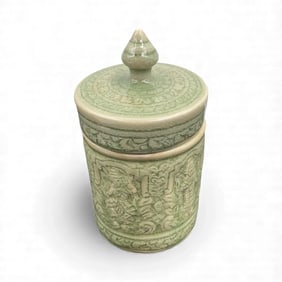 Thai Celadon Lidded Jar