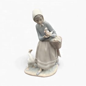Lladro Girl with Geese Figurine