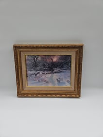 Winter Landscape with Sheep, Framed Print