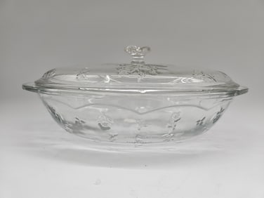 Vintage Clear Glass Oval Covered Serving Dish