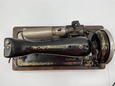 Vintage Singer Electric Sewing Machine with Bentwood Case - 1920's