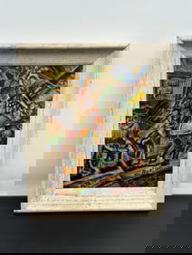 Colorful Rural Scene by David Burliuk ( Ukraine, 1882-1967) Oil on Board