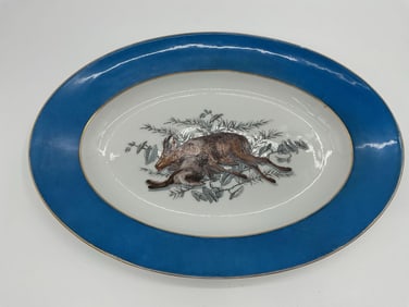 Hand-Painted Porcelain Platter with Game Scene