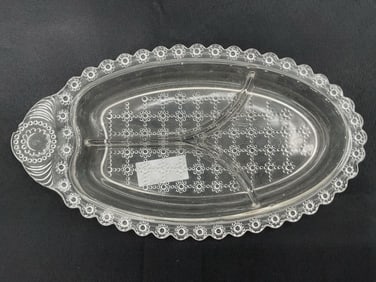 Early American Pattern Glass Divided Relish Dish