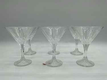 Set of 6 Clear Cut-Style Martini Glasses