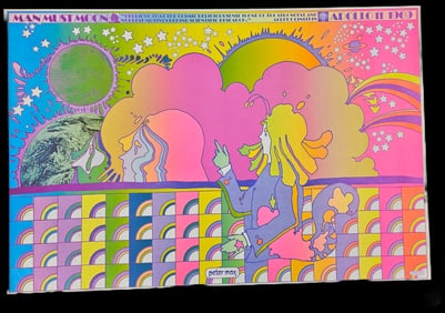 "Moon landing No. 1" by Peter Max (German/American, b.1937) Lithograph Poster