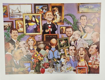 "Art Auction" by Charles Bragg (American, 1931-2017) Serigraph on paper