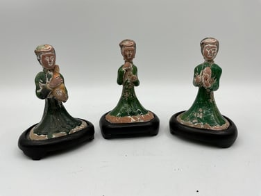 Set of Three Asian Musician Figurines