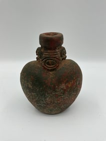 Ancient-Style Clay Vessel with Anthropomorphic Detail