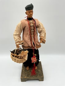 Asian Farmer Figurine with Basket