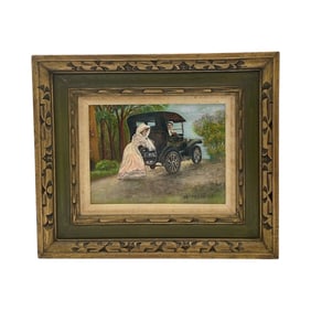 Vintage Early-Automobile Scene by Bertha Kaplan