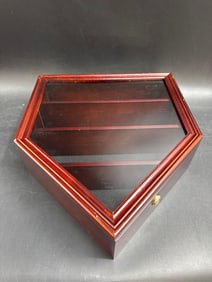 Home Plate Shaped Wooden Baseball Display Case