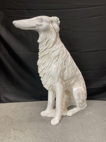 Large White Ceramic Borzoi Dog Sculpture