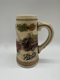Stroh’s Beer Horse-Drawn Wagon Stein, Vintage Ceramic Advertising Stein